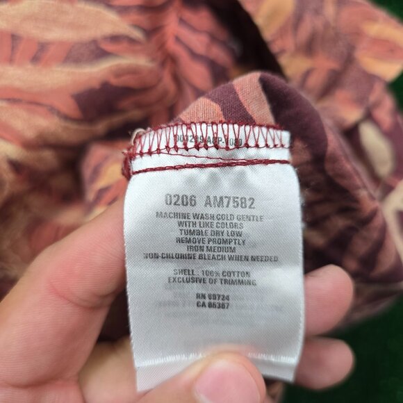 Columbia Shirt Mens Medium/Large Red Orange Floral Leaf‎ Vintage Hawaiian Beach - Picture 8 of 9